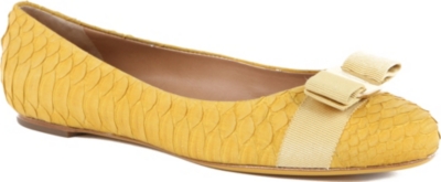 FERRAGAMO Varina embossed suede pumps