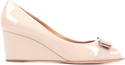 FERRAGAMO Sissi patent leather wedge courts