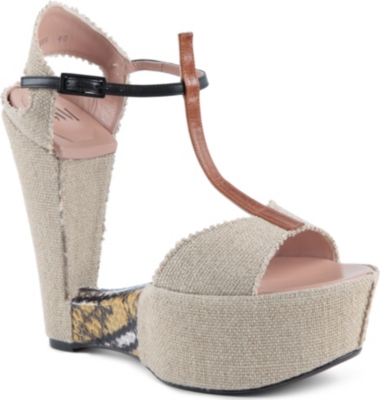 SW1 BY STUART WEITZMAN Teeter canvas platform sandals