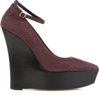 BURBERRY Leicester snakeskin wedge courts