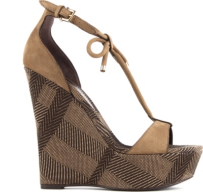 BURBERRY Check canvas wedge sandals