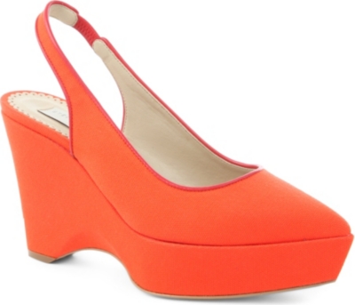 STELLA MCCARTNEY Nathalie canvas slingback wedge courts