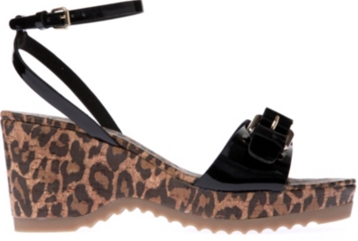 STELLA MCCARTNEY Linda patent faux-leather wedge sandals