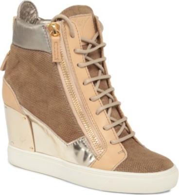 GIUSEPPE ZANOTTI Pisa canvas wedge trainers