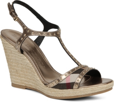 BURBERRY Laleham leather wedge sandals