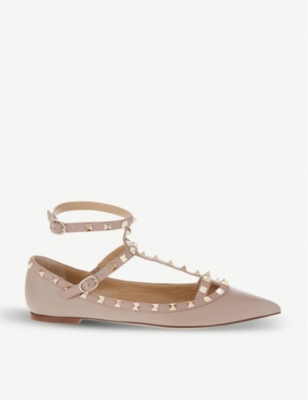 VALENTINO Rockstud leather flat shoes