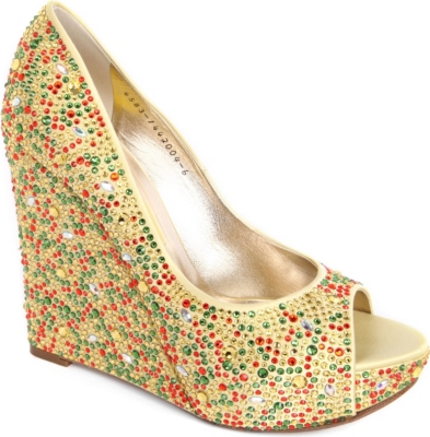 GINA Carnival Swarovski-embellished wedge courts