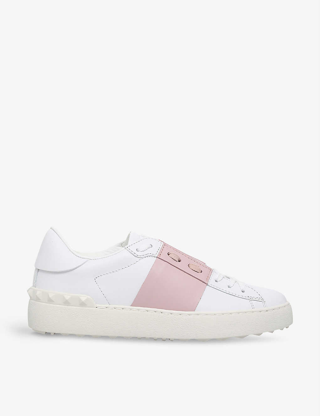 Open contrast-stripe leather trainers(5331653)