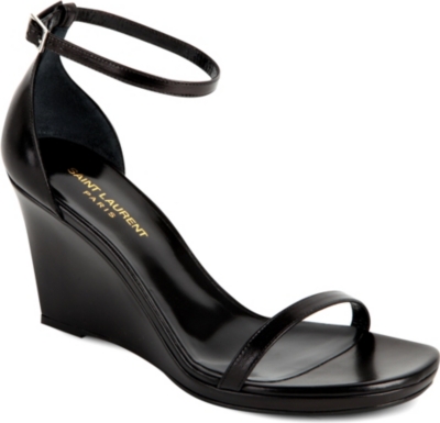 ysl black wedge sandals