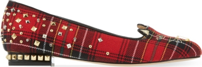 red tartan flats