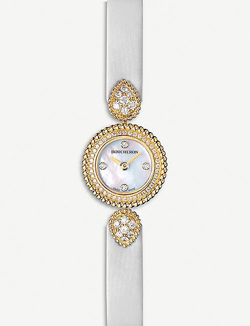 BOUCHERON: WA015506 Serpent Bohème 18ct yellow-gold, diamond and mother-of-pearl watch