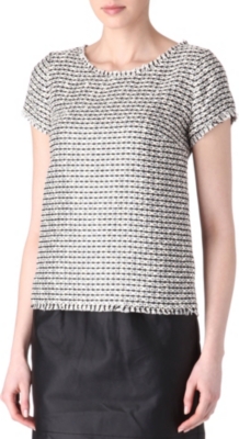 SANDRO Eclat tweed top