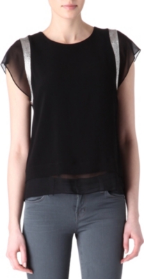 SANDRO Emerveill&eacute; chiffon detail top
