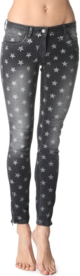 SANDRO Pluton star-print skinny mid-rise jeans
