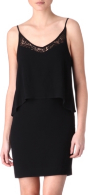 SANDRO Rayon lace-detail crepe dress