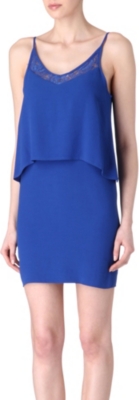 SANDRO Rayon lace-detail crepe dress