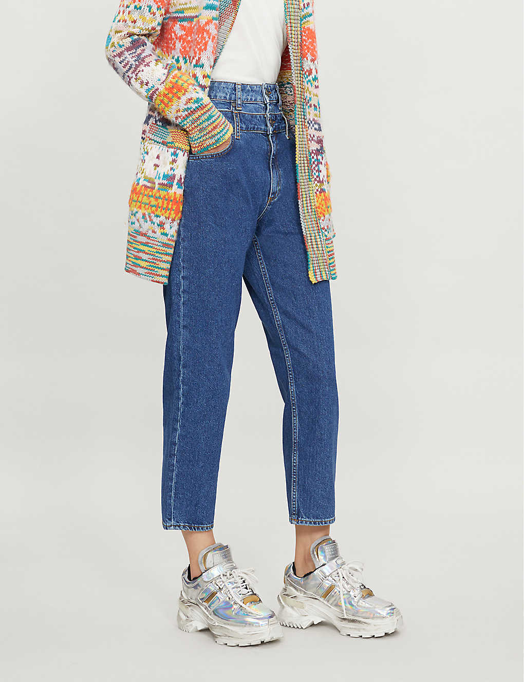 High-rise double-layer jeans(8120921)
