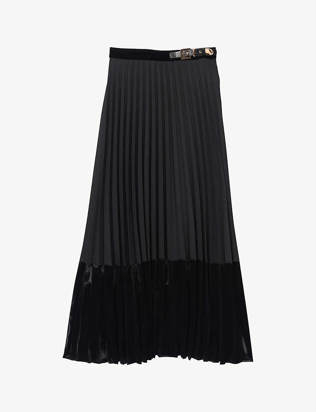 Pleated velvet skirt(8120538)