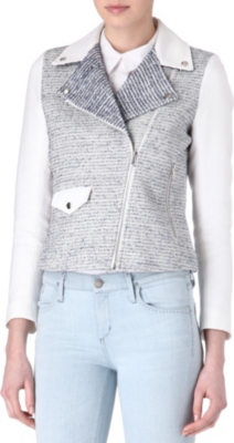 SANDRO Vernis tweed biker jacket