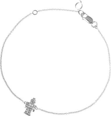 QEELIN Petite Roobot white gold diamond charm bracelet