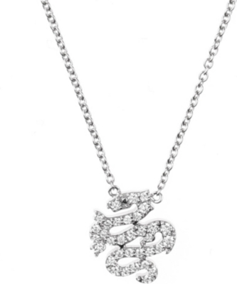 QEELIN Petite Dragon white gold diamond pendant necklace