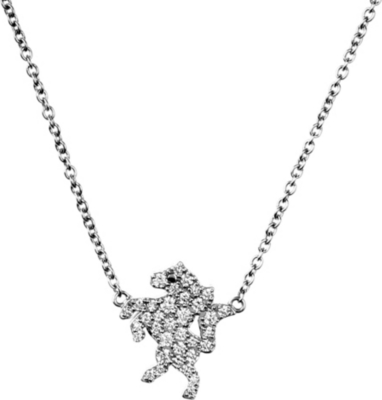 QEELIN Petite Horse white gold diamond pendant necklace