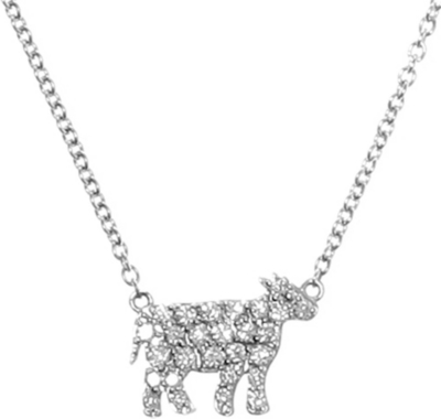 QEELIN Petite Ox white gold diamond pendant necklace