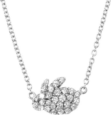 QEELIN Petite Rabbit white gold diamond pendant necklace