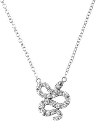 QEELIN Petite Snake white gold diamond pendant necklace