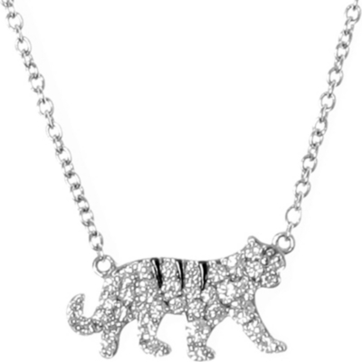 QEELIN Petite Tiger white gold diamond pendant necklace