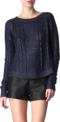 FRENCH CONNECTION Cable-knit metallic jumper