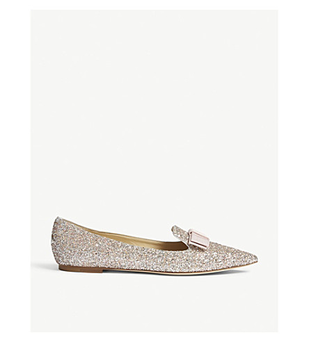JIMMY CHOO - Gala glitter pointed-toe flats | Selfridges.com