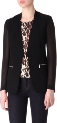 KAREN MILLEN Sheer sleeve crepe blazer