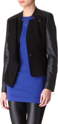 KAREN MILLEN Faux-leather sleeves blazer