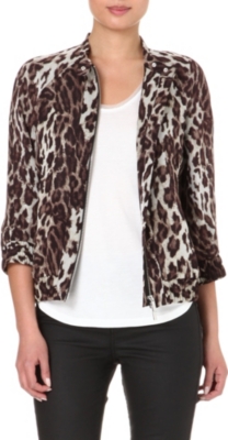 KAREN MILLEN Leopard silk bomber jacket