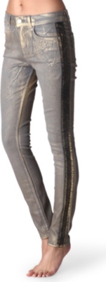 KAREN MILLEN Metallic high-rise jeans