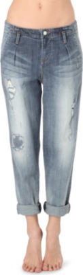 KAREN MILLEN Distressed boyfriend high-rise jeans