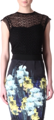 KAREN MILLEN Sheer broderie top