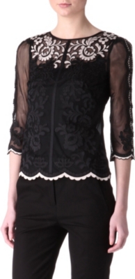 KAREN MILLEN Embroidered lace top