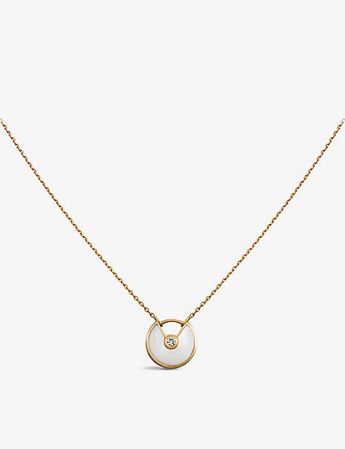 CARTIER: Amulette de Cartier 18ct yellow-gold, mother-of-pearl and diamond necklace