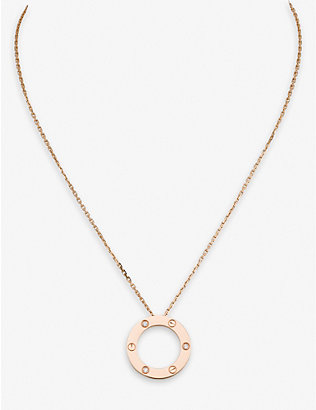 CARTIER: LOVE 18ct rose-gold and 0.07ct diamond necklace