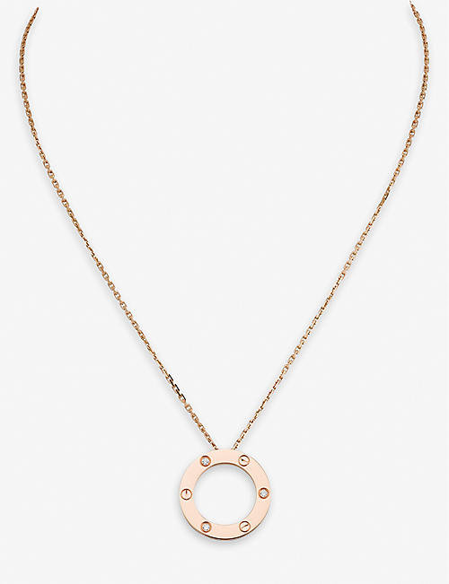 CARTIER: LOVE 18ct rose-gold and 0.07ct diamond necklace