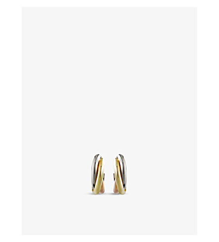 trinity cartier earrings selfridges 18ct mini gold