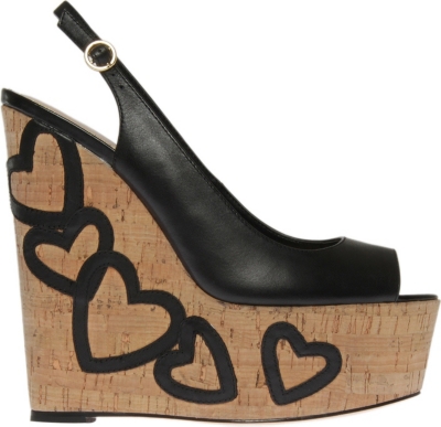 KG BY KURT GEIGER Nuovo black leather wedges