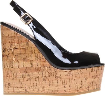 CARVELA Kabbalah cork and patent leather wedges