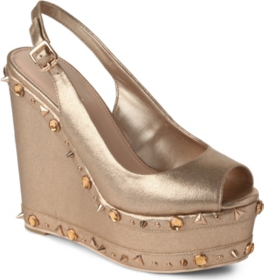 CARVELA Gismo metallic leather wedge sandals