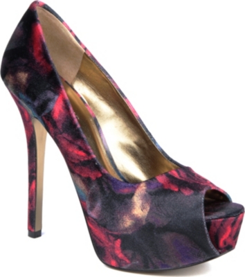 NINE WEST Cinched2 printed peep-toe courts