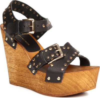 KG BY KURT GEIGER Nickle leather wedge sandals