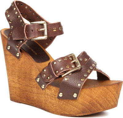 KG BY KURT GEIGER Nickle leather wedge sandals