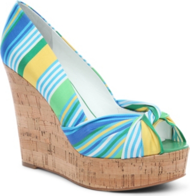 NINE WEST Chillpill2 cork peep toe wedges